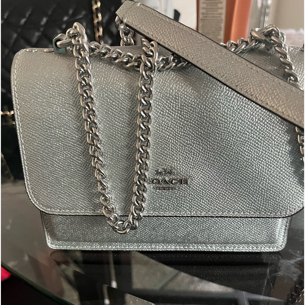 EUC Silver Metallic Leather Coach Crossbody